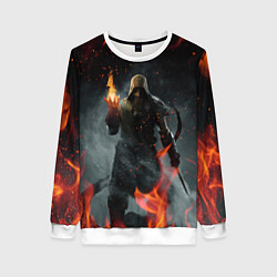 Свитшот женский TES SKYRIM DOVAHKIN FLAME ДРАКОНОРОЖДЕННЫЙ, цвет: 3D-белый