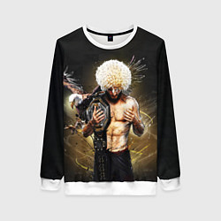 Свитшот женский Хабиб Нурмагомедов с орлом, цвет: 3D-белый