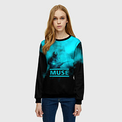 Свитшот женский Мэттью Беллами бирюзовый туман Muse, цвет: 3D-черный — фото 2