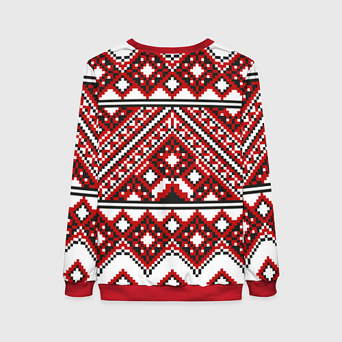 Женский свитшот Русский узор, геометрическая вышивка / 3D-Красный – фото 2