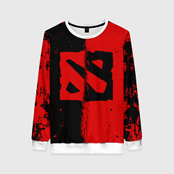 Женский свитшот DOTA 2 БРЫЗГИ КРАСОК, КРАСНО ЧЁРНЫЙ ЛОГО