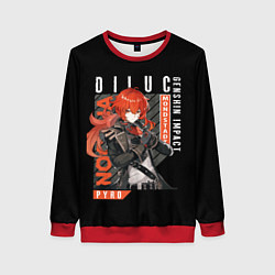 Свитшот женский Genshin Impact, Дилюк, цвет: 3D-красный