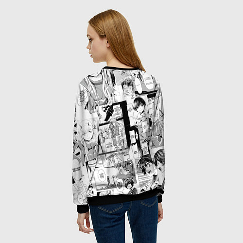 Женский свитшот Zero Two Зеро ту на манге фрейм / 3D-Черный – фото 4