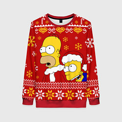 Женский свитшот Новогодний Гомер и Барт Симпсоны