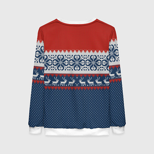 Женский свитшот НОВОГОДНИЙ УЗОР С ОЛЕНЯМИ / 3D-Белый – фото 2