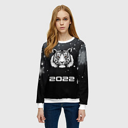 Свитшот женский Новогодний тигр символ 2022, цвет: 3D-белый — фото 2