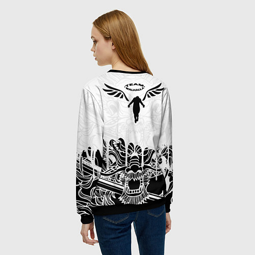Женский свитшот WALHALLA TEAM НА СПИНЕ БЕЛЫЙ ДРАКОН / 3D-Черный – фото 4