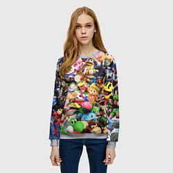 Свитшот женский SUPER SMASH BROS ГЕРОИ ИГРЫ, цвет: 3D-меланж — фото 2