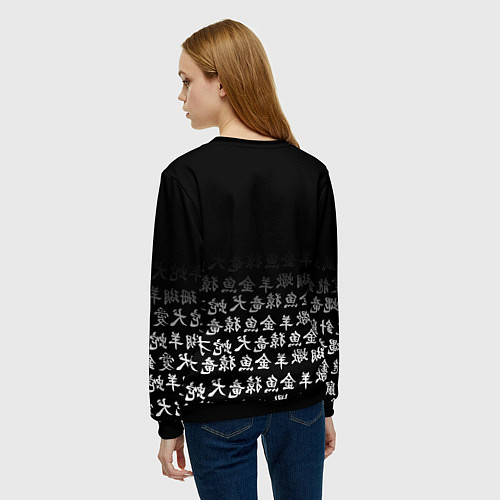 Женский свитшот GENSHIN IMPACT SENPAI ИЕРОИГЛИФЫ / 3D-Черный – фото 4