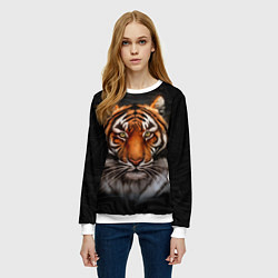 Свитшот женский Реалистичный тигр Realistic Tiger, цвет: 3D-белый — фото 2