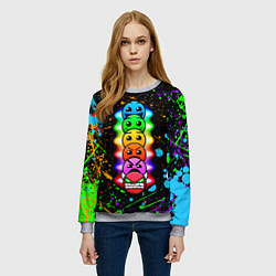 Свитшот женский Geometry Dash: Splashes of Paint, цвет: 3D-меланж — фото 2