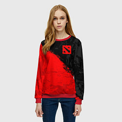 Свитшот женский DOTA 2 RED LOGO, БРЫЗГИ КРАСОК, цвет: 3D-красный — фото 2