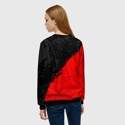 Женский свитшот DOTA 2 RED LOGO, БРЫЗГИ КРАСОК / 3D-Черный – фото 4