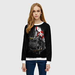 Свитшот женский БОГ ВОЙНЫ С МЕЧАМИ, КРАТОС, цвет: 3D-белый — фото 2