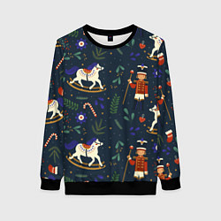 Женский свитшот Щелкунчик паттерн с лошадкой