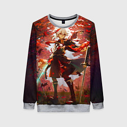 Женский свитшот Каэдэхара Кадзуха стоит в лесу Genshin Impact