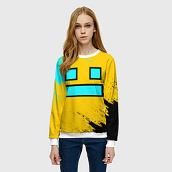 Свитшот женский GEOMETRY DASH SMILE БРЫЗГИ КРАСОК, цвет: 3D-белый — фото 2
