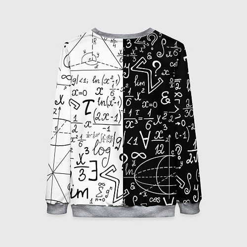 Женский свитшот ЧЁРНО БЕЛЫЕ ФОРМУЛЫ ФИЗИКА МАТЕМАТИКА / 3D-Меланж – фото 2