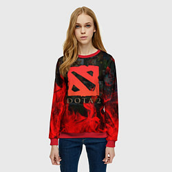 Свитшот женский DOTA 2 ЛОГО В ОГНЕ, ПЕРСОНАЖИ, цвет: 3D-красный — фото 2