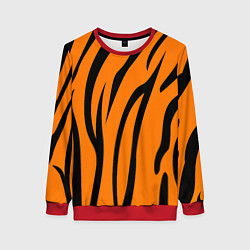 Свитшот женский Текстура тиграtiger, цвет: 3D-красный