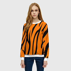 Свитшот женский Текстура тиграtiger, цвет: 3D-белый — фото 2