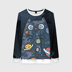 Женский свитшот Космический кот в планетах