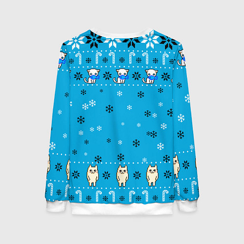 Женский свитшот НОВОГОДНИЙ ВЖУХ КОТ / 3D-Белый – фото 2