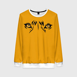 Свитшот женский Взгляд тигра fire theme, цвет: 3D-белый