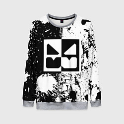 Свитшот женский GEOMETRY DASH BLACK & WHITE SMILE, цвет: 3D-меланж