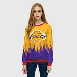 Свитшот женский LA LAKERS NBA FIRE ЛЕЙКЕРС ОГОНЬ, цвет: 3D-красный — фото 2