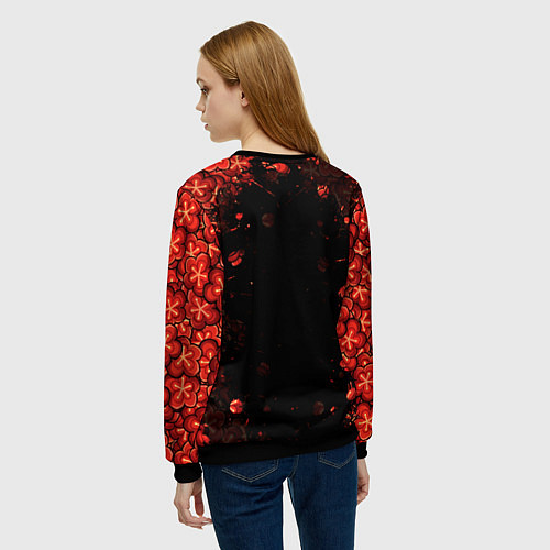Женский свитшот GENSHIN IMPACT HU TAO ГЕНШИН ИМПАКТ ХУ ТАО FLOWERS / 3D-Черный – фото 4