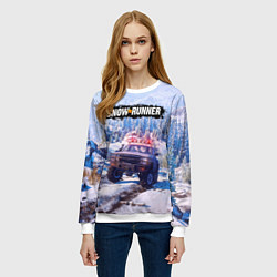 Свитшот женский SnowRunner Гонки по бездорожью, цвет: 3D-белый — фото 2