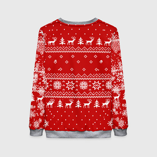 Женский свитшот НОВОГОДНИЙ СВИТЕР С БЕЛЫМ ТИГРОМ 2022 / 3D-Меланж – фото 2