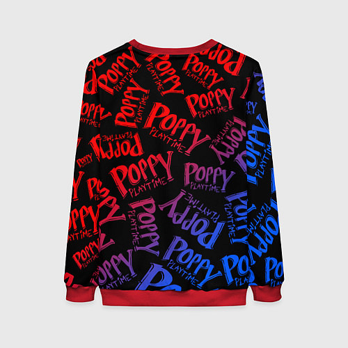 Женский свитшот POPPY PLAYTIME LOGO NEON, ХАГИ ВАГИ / 3D-Красный – фото 2