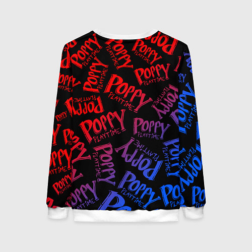 Женский свитшот POPPY PLAYTIME LOGO NEON, ХАГИ ВАГИ / 3D-Белый – фото 2