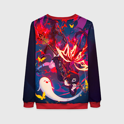 Женский свитшот Ху тао Летит вниз с призраком Genshin impact / 3D-Красный – фото 2