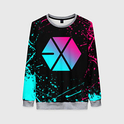 Женский свитшот EXO BAND NEON LOGO НЕОНОВЫЕ БРЫЗГИ КРАСОК