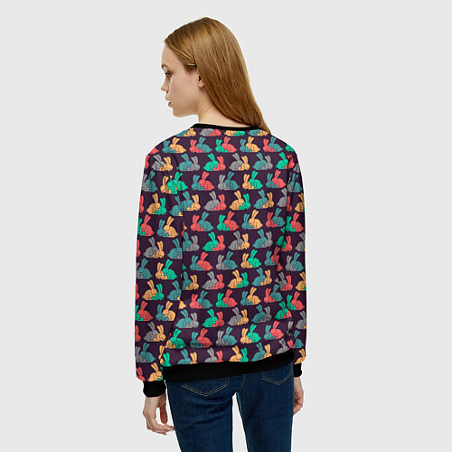 Женский свитшот Кролики 18 / 3D-Черный – фото 4