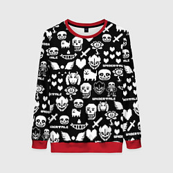 Свитшот женский UNDERTALE PATTERN БЕЛЫЙ, цвет: 3D-красный