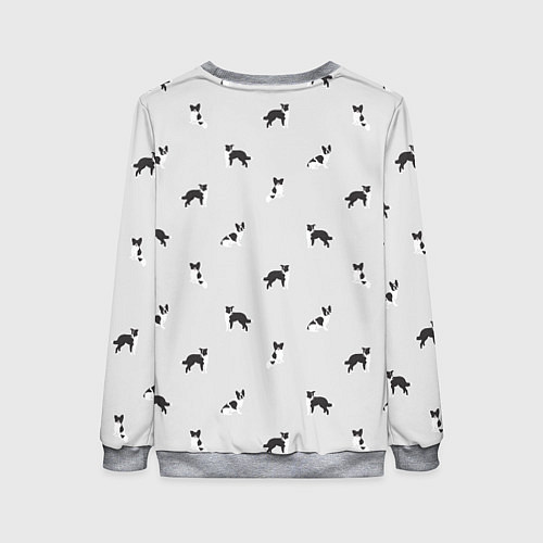 Женский свитшот Черно-белые собачки паттерн / 3D-Меланж – фото 2