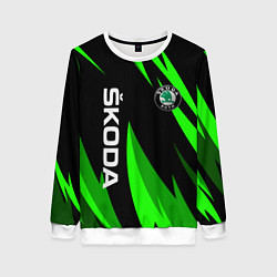 Свитшот женский SKODA Логотип Узор, цвет: 3D-белый
