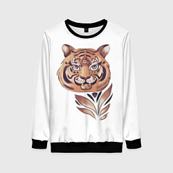 Свитшот женский Тигр, принт, цвет: 3D-черный