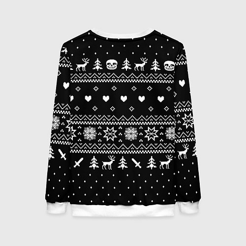 Женский свитшот НОВОГОДНИЙ СВИТЕР UNDERTALE SANS ЧЁРНЫЙ / 3D-Белый – фото 2