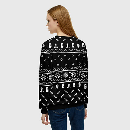 Женский свитшот ЧЁРНЫЙ СВИТЕР RAINBOW SIX SIEGE НОВОГОДНИЙ 2022 / 3D-Черный – фото 4