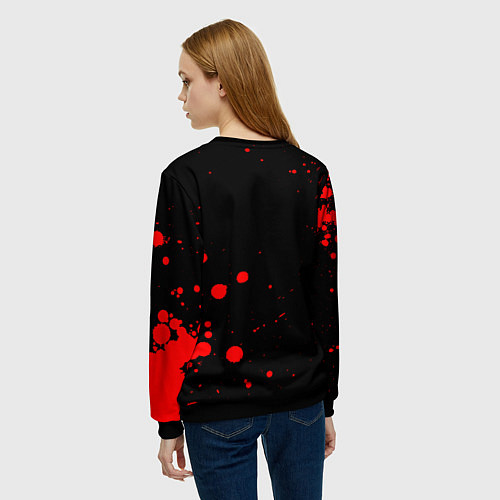 Женский свитшот DARKEST DUNGEON RED, БРЫЗГИ КРОВИ / 3D-Черный – фото 4