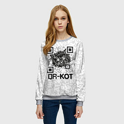 Свитшот женский QR код котик, цвет: 3D-меланж — фото 2