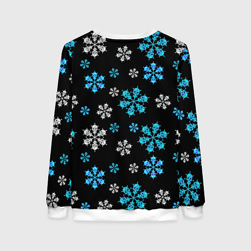Женский свитшот Снежинки Черепа черный / 3D-Белый – фото 2