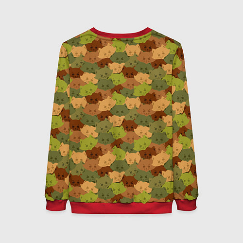 Женский свитшот Головы Котиков камуфляж / 3D-Красный – фото 2