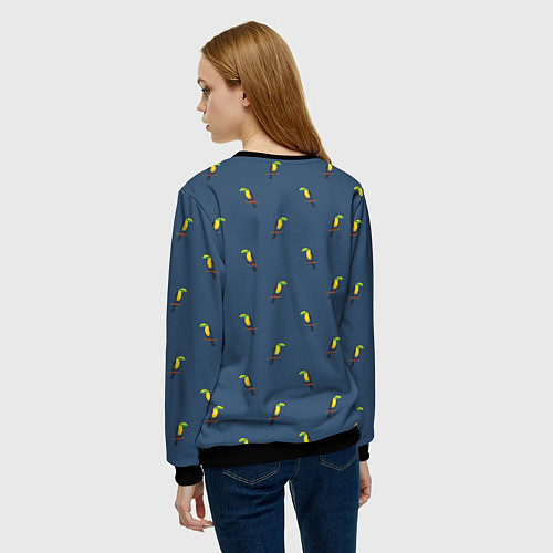 Женский свитшот Тукан паттерн / 3D-Черный – фото 4