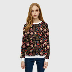 Свитшот женский Россия паттерн темный, цвет: 3D-белый — фото 2